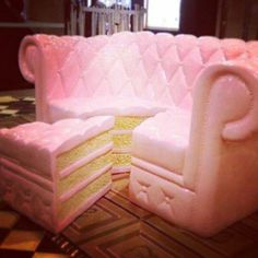 a cake shaped like a couch sitting on top of a table