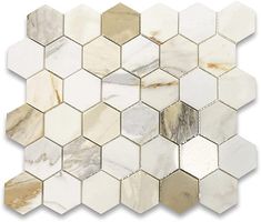 white and gold marble hexagon tiles