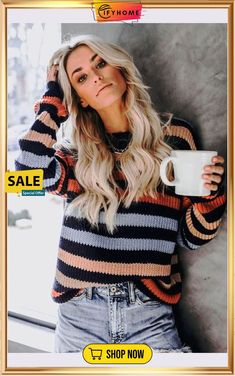 Black Striped Drop Shoulder Sweater Oversize Outfit, Fall Stripes, Loose Pullover Sweater, Striped Knitted Sweater, Drop Shoulder Sweater, Drop Shoulder Sweaters, Solid Clothes, Fall Fashion Trends, Shoulder Sweater