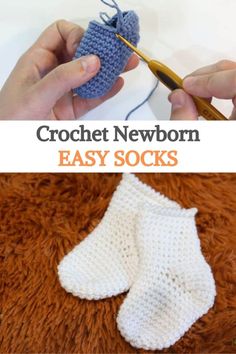 crochet newborn easy socks with text overlay