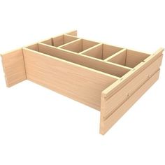 a wooden box with compartments in it on a white background