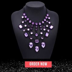 Waterdrop Crystal Necklace Purple Statement Necklace, Classy Fashion, Unique Beauty, Glamour Fashion, Gothic Jewelry, Rhinestone Necklace, Water Drops, Bridesmaids Gifts, Special Design