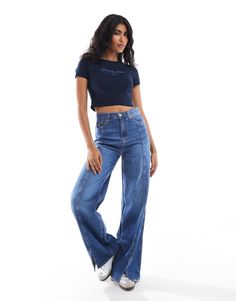 Tops by Tommy Jeans Take it back to basics Crew neck Short sleeves Logo print to chest Regular fit T Shirt Crop Top, Save Outfits, Formal Dress Shops, Take It Back, Crop T Shirt, Wide Jeans, Dress Bra, Script Logo, Back To Basics