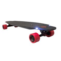 a skateboard with red wheels and lights on it