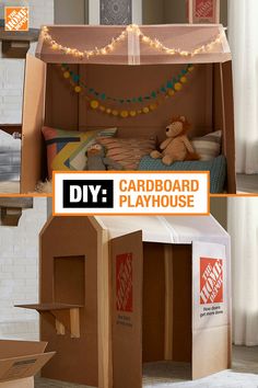 cardboard play house made to look like a dollhouse