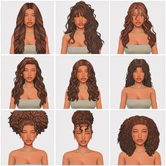 six different types of curly hair for females