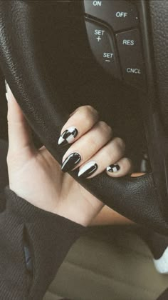 Tags: Nail inspo, checkered nails, black and white nails, nail designs, dip nails Matte Black Checkered Nails, Checks Nail Art, Fall Nails Black And White, Black And White Gel Nails Ideas, Vans Nail Designs, Black And White Pattern Nails, Checkered Nails How To, Black Nails With Checkered Accent Nail, Black Goth Nails Ideas