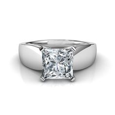 Princess Cut Solitaire 2.25 Carat Diamonds Engagement Ring Wg 14K Solitaire Ring Wide Band Engagement Ring, Wedding Rings Princess Cut, Unique Engagement Ring Settings, Beautiful Wedding Rings, Cushion Cut Engagement Ring, Princess Cut Rings, Engagement Ring Diamond Cut, Three Stone Diamond, Princess Cut Diamond