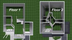 the floor plan for an apartment with two floors and one room on each side, which is