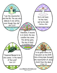 four easter eggs with bible verses on them