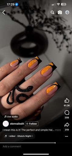 Edge Nails, Edgy Nails, Studded Nails, Acrylic Nails Coffin Pink, Trendy Nail Design, Orange Nails, Fabulous Nails, Dope Nails, Gold Nails