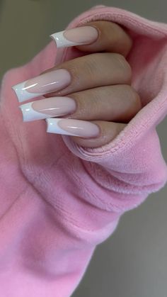 #маникюр#френч#квадратныйфренч Long Square Nails French Tip, Long Nails Design 2024, Square Nails Inspiration, Milky White French, Black Silver Nails, Long Square Nails, Basic Nails, French Acrylic Nails, Classy Acrylic Nails