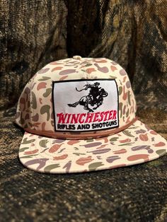 Retro Vintage Khaki Baseball Cap, Vintage Khaki Hats With Curved Brim, Vintage Khaki Cap, Vintage Flat Brim Hunting Hat, Casual Flat Bill Snapback Hat For Hunting, Casual Hunting Hat With Flat Brim, Casual Flat Brim Hunting Hat, Casual 5-panel Hunting Hat, Casual Snapback Hat For Hunting