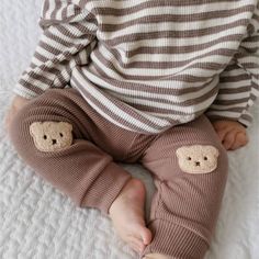 Benny the Bear Pants – Teeny Mini Me Bear Pants, Baby Fits, Little Outfits, Baby Boy Fashion, Baby Outfits, Neutral Baby, Baby Bear, Baby Grows