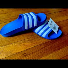 Nwt Size 5k (Kids/ Girls/ Boys) No Flaws, Royal Blue Color Blue Adidas Slides For The Beach, Blue Adidas Slides For Beach, Adidas Blue Slides For Beach, Blue Adidas Synthetic Slides, Adidas Blue Synthetic Slides, Adidas Blue Slip-on Slides, Spring Blue Adidas Sneakers, Blue Sneakers For Spring Beach Occasions, Sporty Blue Sneakers For The Beach