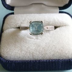 Beautiful 14k Aquamarine Ring With Diamond Accents On Each Side. The Blue In The Aquamarine Is A Beautiful Color! This Ring Was Rarely Worn And Has No Signs Of Wear. Aquamarine Is March's Birthstone But It Is Beautiful For Everyone. This Is A Such A Beautiful Ring, One Of My Favorites! It Is Also A Very Comfortable Ring To Wear. Jared And Kay Jewelers Both Carried This Ring. Fine Jewelry With Vs Clarity Blue Topaz, Fine Jewelry With Blue Topaz And Vs Clarity, Blue Sterling Silver Birthstone Ring With Diamond Accents, Hallmarked 14k Gold Silver Topaz Ring, Silver Hallmarked Topaz Ring In 14k Gold, Fine Jewelry Aquamarine Birthstone Ring For Formal Occasions, Silver 14k Gold Topaz Ring, White Gold Rings With Vs Clarity Blue Topaz, White Gold Blue Topaz Ring With Vs Clarity