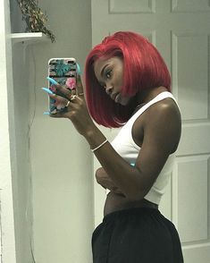 Red Bob, Dyed Natural Hair, Short Bob Wigs, Brazilian Human Hair, Short Bob Hairstyles, Weave Hairstyles, Pretty Hairstyles, Hair Looks