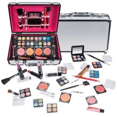 Shany Makeup Train Case Aluminum Makeup Set : Target Makeup Storage Organization, Makeup Train Case, Makeup Training, Makeup For Teens, Train Case, Eye Shadows, Makeup Gift, Makeup For Beginners, It Cosmetics Brushes