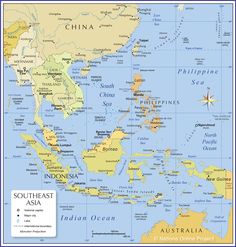 the southeast asia map with countries and major cities