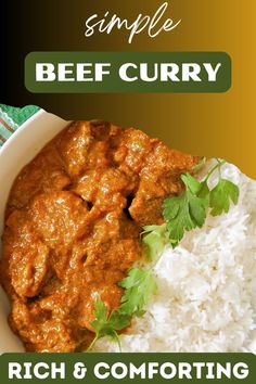 A portion of beef curry with basmati rice and parsley leaves in a bowl. Beef Curry Indian, Curry Recipes Easy, Leftover Beef, Ground Beef Dishes, Curry Recipes Indian, Easy Beef