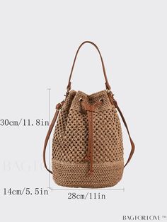 BagForLove - Streamline Straw Bag with Drawstring Closure Product Description Color Khaki Details Drawstring Type Straw Bag Bag Size Medium Strap Type Top Handle Closure Type Drawstring Pattern Type Plain Style Fashionable Material Straw Size Chart INCH CM Strap Length Bag Length Bag Width Bag Height Handle Height 49.6 inch 11 inch 5.5 inch 11.8 inch 5.5 inch Strap Length Bag Length Bag Width Bag Height Handle Height 126 cm 28 cm 14 cm 30 cm 14 cm Details Pictures Similar Products h2 { text-alig Beach Hobo Bag With Adjustable Strap, Summer Crochet Pouch Bag With Adjustable Strap, Casual Beach Bucket Bag Pouch, Casual Pouch Bucket Bag For Beach Season, Casual Adjustable Straw Bag For Daily Use, Casual Brown Bag With Long Strap, Beach Season Bags With Adjustable Strap, Beach Season Shoulder Bucket Bag With Adjustable Strap, Beach Season Bucket Bag With Adjustable Strap