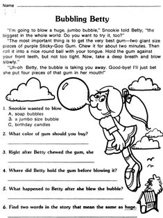 the worksheet for reading and writing bubbles