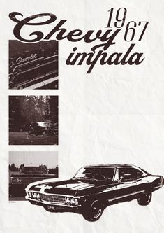 an advertisement for the chevrolet impala from 1971, with pictures of the car in black and white