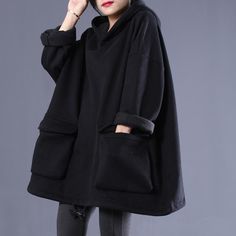 Loose Casual Double Pocket Hooded Thick Dress Shirt Abaya, Spring Shirts Women, Basters, Loose Hoodie, Velvet Coat, Linnet, Spring Shirts, Sweatshirt Hoodie, Flocking