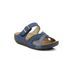 Slide into comfort with these Denia sandals from Flexus by Spring Step.Click this FOOTWEAR GUIDE to find the perfect fit and more! SANDAL FEATURES Buckle accent Crisscross design Durable traction soleSANDAL CONSTRUCTION Synthetic upper Manmade lining & outsoleSANDAL DETAILS Open toe Slip on Padded footbed 1.75-in. heel 0.6-in. platform Size: 36. Color: Blue. Gender: female. Age Group: adult. Womens Slides Sandals, Women Slides, Womens Slides, Blue Gender, Slide Sandals, Criss Cross, Gender Female, Open Toe, Age Group