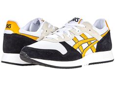 ASICS Tiger Lyte Classic - Men's Shoes : White/Sunflower : Put the finishing touches on your look with the ASICS Tiger Lyte Classic sneakers. Casual shoes with lightweight textile uppers and reinforcement panels. Lace-up closure for a custom fit. Padded tongue and collar. Textile lining. Padded footbed for all day comfort. EVA midsole. Flexible rubber outsole. Imported. Measurements: Weight: 12 oz Product measurements were taken using size 9, width D - Medium. Please note that measurements may v Custom Lace-up Synthetic Sneakers For Jogging, Custom Synthetic Lace-up Sneakers For Jogging, Casual Slip-on Sneakers With Boost Midsole For Jogging, White Sporty Walking Shoes With Elastic Laces, Textile Sneakers With Elastic Lace-up, Casual Walking Shoes For Jogging, White Slip-on Sneakers With Cushioned Footbed For Jogging, White Cushioned Slip-on Sneakers For Jogging, Low-top Tpr Running Shoes For Streetwear