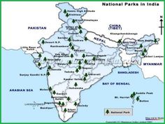 map of india showing the national parks