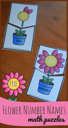 flower number names matching puzzles for kids