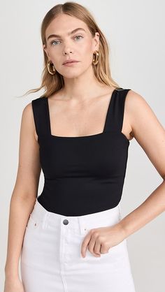 Susana Monaco Wide Strap Tank Top | Shopbop Strap Tank Top, Tank Top Straps, Black Square, Wide Straps, Black Tank Tops, Square Neckline, Square Neck, Monaco, New Arrivals