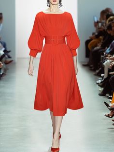 Red Belted Dress For Work, Red Belted Dress For Fall, Spring Red Belted Maxi Dress, Red Long Sleeve Belted Midi Dress, Elegant Red Belted Midi Dress, Red Belted Long Sleeve Midi Dress, Formal Red Belted Midi Dress, Red Belted Midi Dress For Formal Occasions, Red Belted Midi Dress