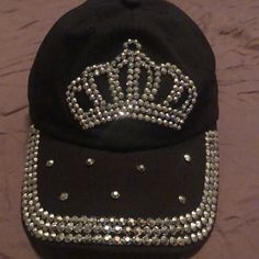 Rhinestone Princess Cap-100% Cotton Elegant Silver Embellished Hats, Adjustable Rhinestone Baseball Cap For Party, Adjustable Silver Bling Hat, Adjustable Silver Baseball Cap, Silver Adjustable Baseball Cap, Elegant Silver Hat With Bling, Elegant Silver Hats With Bling, Adjustable Silver Snapback Baseball Cap, Silver Adjustable Snapback Baseball Cap