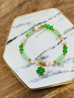 St. Patrick's Day Charm Beaded Bracelets, Custom Bracelets, St Paddy's Day, Lucky Bracelets Personalized Green Bracelets With Round Beads, Green Personalized Bracelets With Round Beads, Green Friendship Bracelets With 8mm Beads As Gift, Green Bracelets With Heart Beads For Gift, Lucky Bracelet, Clover Charm, Handmade Jewelry Tutorials, St Paddys Day, St Paddy