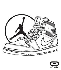 Nike Art Drawing, Sneaker Art Drawing, Jordan 1 Drawing, Jordan Drawing, Nike Drawing, Modele Zentangle, Sneakers Drawing, Jordan Logo