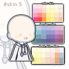 an image of a cartoon character with color swats on it's face and the text skin 5