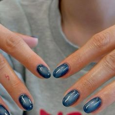 What Colours Go With Blue, Nails Cool Ideas, Blue Cool Nails, Cool Blue Nail Designs, Nail Inspo￼, Blue Watercolor Nails, Cute Short Nails Blue, 2 Colour Nails, Navy Aura Nails