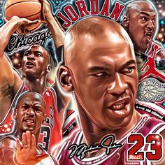 an image of a basketball player with the number 23 on his face and other players behind him