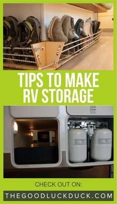 the inside of an rv with text overlay that reads tips to make rv storage check out on the good luck duck