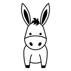 Cute donkey stroke PNG Design Donkey Clipart Black And White, Donkey Cute Drawing, How To Draw Donkey, Donkey Drawing Easy, Donkey Doodle, Drawing Donkey, Draw Donkey, Donkey Tattoo, Donkey Cartoon