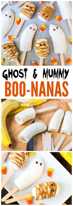 halloween treats made with popsicle sticks and marshmallows