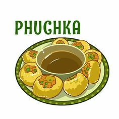 a plate with some food on it and the words phugka in front of it