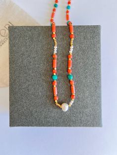 This necklace created using with coral beads, Pearls and Turquoise beads. Finished with 24K gold plated clasp and 2 inch chain extension.  2 inch Extension is 24K gold plated on steel, and other materials 24K gold plated on brass. These are nickel-free and non-allergic.  Gemstones & Pearls: Turquoise gemstone beads Coral gemstone beads (dyed color) Freshwater Pearl Necklace length : 40,6 centimeters (+ 5 cm extension) = (16 inches + 2 inches extension) If you like to have a different length for Coral Beaded Chain Jewelry, Coral Beaded Chain Jewelry Gift, Coral Beaded Chain Jewelry As A Gift, Coral Beaded Chain Necklace As A Gift, Coral Beaded Chain Jewelry For Gifts, Turquoise Choker, Necklace Gemstone, Jewellery Gift, Pearl Gemstone