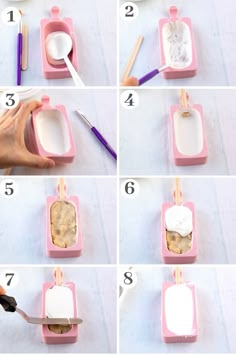 the steps to make an ice cream sundae with popsicles and marshmallows