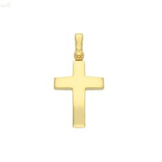 18K Soliid Yellow Gold SmallPolished Convex Cross Pendant Fruit Animals, Catholic Cross, Mens Silver Jewelry, Crawlers Earrings, Baby Earrings, Italian Craftsmanship, Kids Necklace, Star Of David, Screw Back Earrings