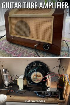 an old fashioned radio is being repaired and replaced with new wiring to make it more comfortable