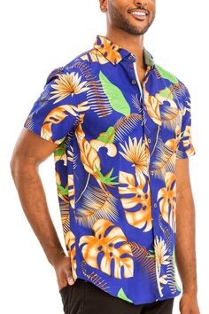 Digital Print Hawaiian Shirt Single Chest Pocket Collared Regular Fit Model Is 5'11 wearing a Size Large 55% Cotton 45% Polyester Hawaiian Print Shirts, Sweaters And Hoodies, Tube Jumpsuit, Art Glass Jewelry, Boho Beads, Beads Art, Hawaiian Shorts, Bohemian Beach, Denim Gift