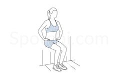 a line drawing of a woman sitting on a chair with her hands behind her back